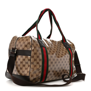 GUCCI Crystal Monogram Web Large Carry On Duffle Bag Brown