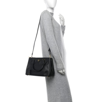 PRADA Saffiano Small Galleria Double Zip Tote Black