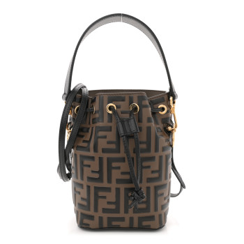FENDI Vitello Liberty F is Fendi Bi-Color FF 1974 Embossed Mini Mon Tresor Bucket Bag Maya Black