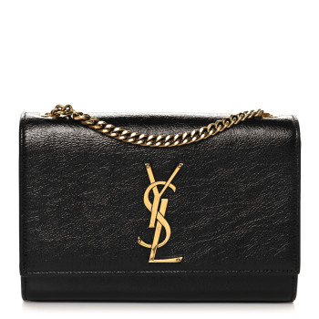 SAINT LAURENT Metallic Calfskin Small Monogram Kate Satchel Black