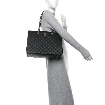 CHANEL Caviar Quilted Large Shopping Tote Black