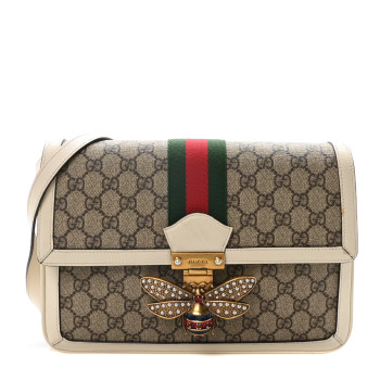 GUCCI GG Supreme Monogram Medium Queen Margaret Shoulder Bag Mystic White