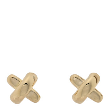 TIFFANY 18K Yellow Gold 5mm Cross Stitch Earrings