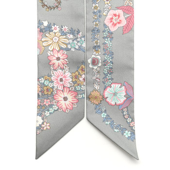 HERMES Silk Brides De Gala En Fleurs Twilly Vert Amande Rose