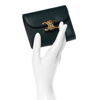 CELINE Shiny Calfskin Small Triomphe Wallet Amazone