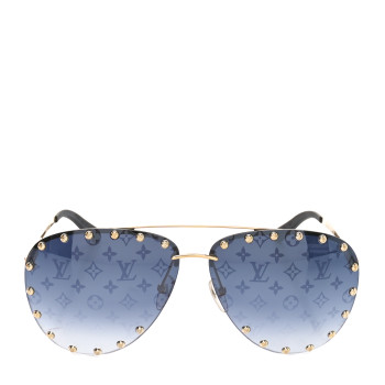 LOUIS VUITTON Metal Monogram The Party Aviator Gradient Sunglasses Z1397U Gold
