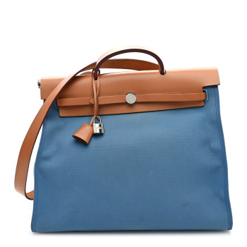 HERMES Toile Vache Hunter Herbag Zip 39 MM Bleu Izmir Natural