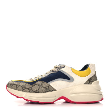 GUCCI GG Supreme Monogram Mix Monogram Mens Rhyton Sneakers 9 London Blue Beige Sun Yellow