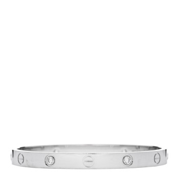 CARTIER 18K White Gold 4 Diamond Love Bracelet 17