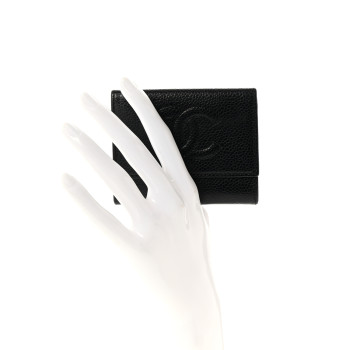 CHANEL Caviar Timeless CC Flap Card Holder Black