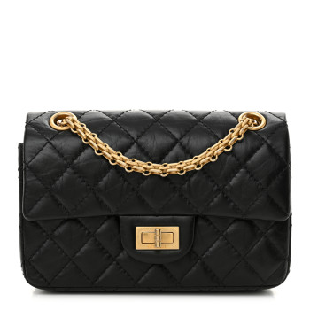 CHANEL Aged Calfskin Quilted 2.55 Reissue Mini Flap Black