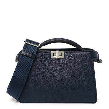 FENDI Cuoio Romano Vitello Cover Bi-Color Peekaboo I See U X Cross Satchel Navy