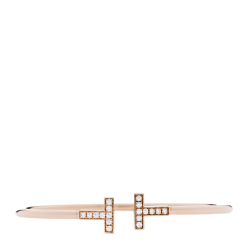 TIFFANY 18K Rose Gold Diamond T Wire Bracelet