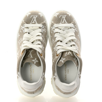 LOUIS VUITTON Denim Monogram Time Out Sneakers 36 Beige