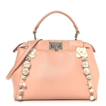 FENDI Nappa Rosebud Mini Peekaboo Iconic Satchel Baby Pink