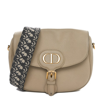 CHRISTIAN DIOR Grained Calfskin Large Bobby Flap Beige