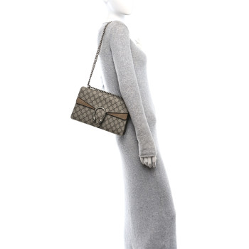 GUCCI GG Supreme Monogram Small Dionysus Shoulder Bag Taupe