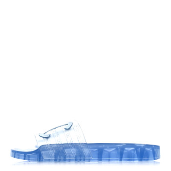 CHANEL PVC Transparent CC Flat Slide Sandals 40 Blue