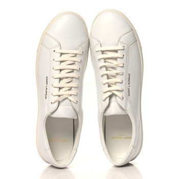 SAINT LAURENT Calfskin Mens Andy Low Top Sneakers 45 Mystic White