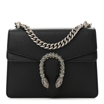 GUCCI Calfskin Mini Dionysus Shoulder Bag Black