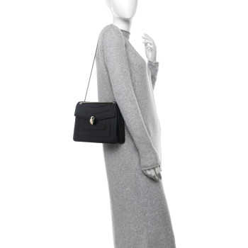 BULGARI Calfskin Serpenti Forever Crossbody Bag Black