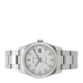 ROLEX Stainless Steel 18K White Gold Diamond 36mm Oyster Perpetual Datejust Watch Silver Jubilee 16234