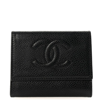 CHANEL Caviar Timeless CC Flap Card Holder Black
