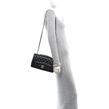 CHANEL Lambskin Quilted Medium Mademoiselle Chic Flap Black