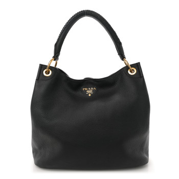 PRADA Vitello Daino Hobo Black