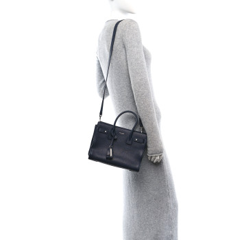 SAINT LAURENT Grained Calfskin Baby Supple Sac De Jour Navy