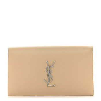 SAINT LAURENT Grain De Poudre Classic Kate Monogram Clutch Nude Powder