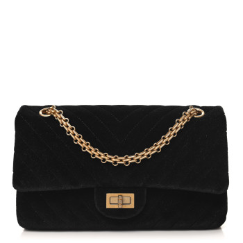 CHANEL Velvet Chevron Quilted 2.55 Reissue 226 Flap Black
