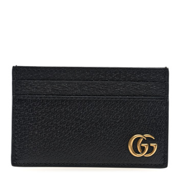 GUCCI Calfskin Boar Effect GG Marmont Card Holder Black