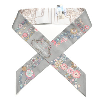 HERMES Silk Brides De Gala En Fleurs Twilly Vert Amande Rose