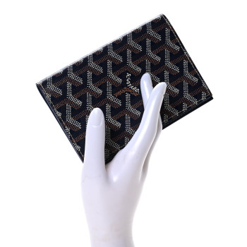 GOYARD Goyardine Passport Wallet Navy
