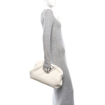 BOTTEGA VENETA Boucle Curly Raffia The Point Triangle Bag Chalk