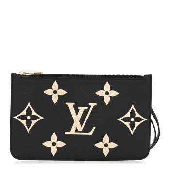 LOUIS VUITTON Empreinte Monogram Giant Neverfull MM Pochette Black Beige