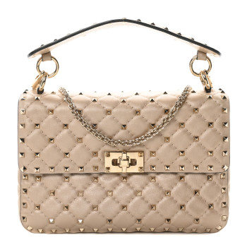 VALENTINO GARAVANI Metallic Nappa Medium Rockstud Spike Shoulder Bag Gold