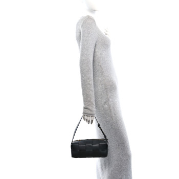 BOTTEGA VENETA Lambskin Maxi Intrecciato Small Brick Cassette Bag Black