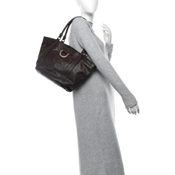 GUCCI Guccissima Medium D Gold Tote  Dark Brown