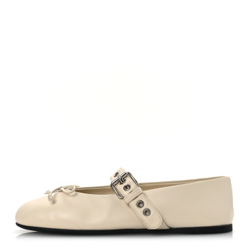 MIU MIU Calfskin Mary Jane Ballerina Flats 36.5 Ivory
