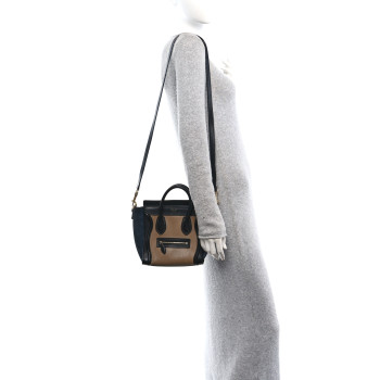 CELINE Calfskin Suede Nano Tri-Color Luggage Sand