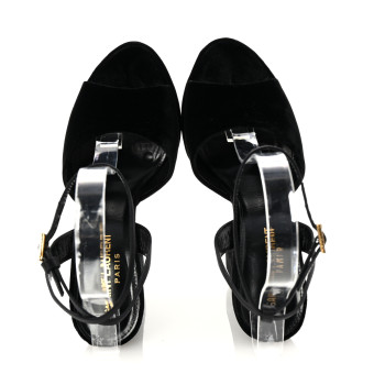SAINT LAURENT Velvet Jodie Platform Sandals 36.5 Black