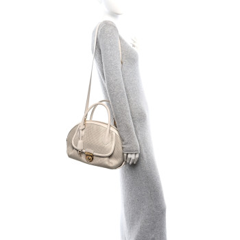 SALVATORE FERRAGAMO Lambskin Calfskin Woven Fiamma Bag Seta Oro