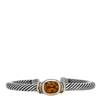 DAVID YURMAN Sterling Silver 14K Yellow Gold Citrine 5mm Noblesse Cable Bracelet