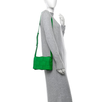 BOTTEGA VENETA Lambskin Maxi Intrecciato Cassette Crossbody Bag Parakeet
