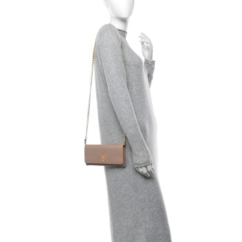 PRADA Vitello Move Metal Oro Chain Wallet Cipria