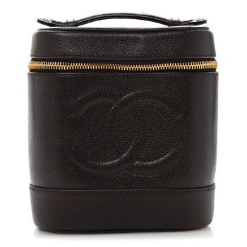 CHANEL Caviar Vanity Cosmetic Case Brown