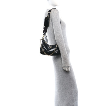 PRADA Patent Naplak Re-Edition 2005 Shoulder Bag Black
