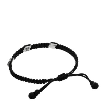 DAVID YURMAN Sterling Silver Nylon Chevron Bracelet Black